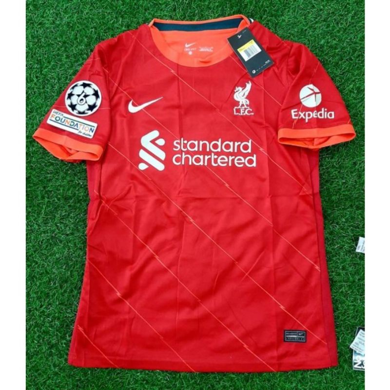 jersey bola liverpool home 2021 2022 full patch epl ucl grade ori top quality