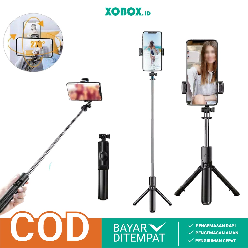 Tongsis S03 All in 1 tongsis tripod bluetooth 360 derajat tongsis tripod wireless remote tripod selfie stick AH047 - XOBOX