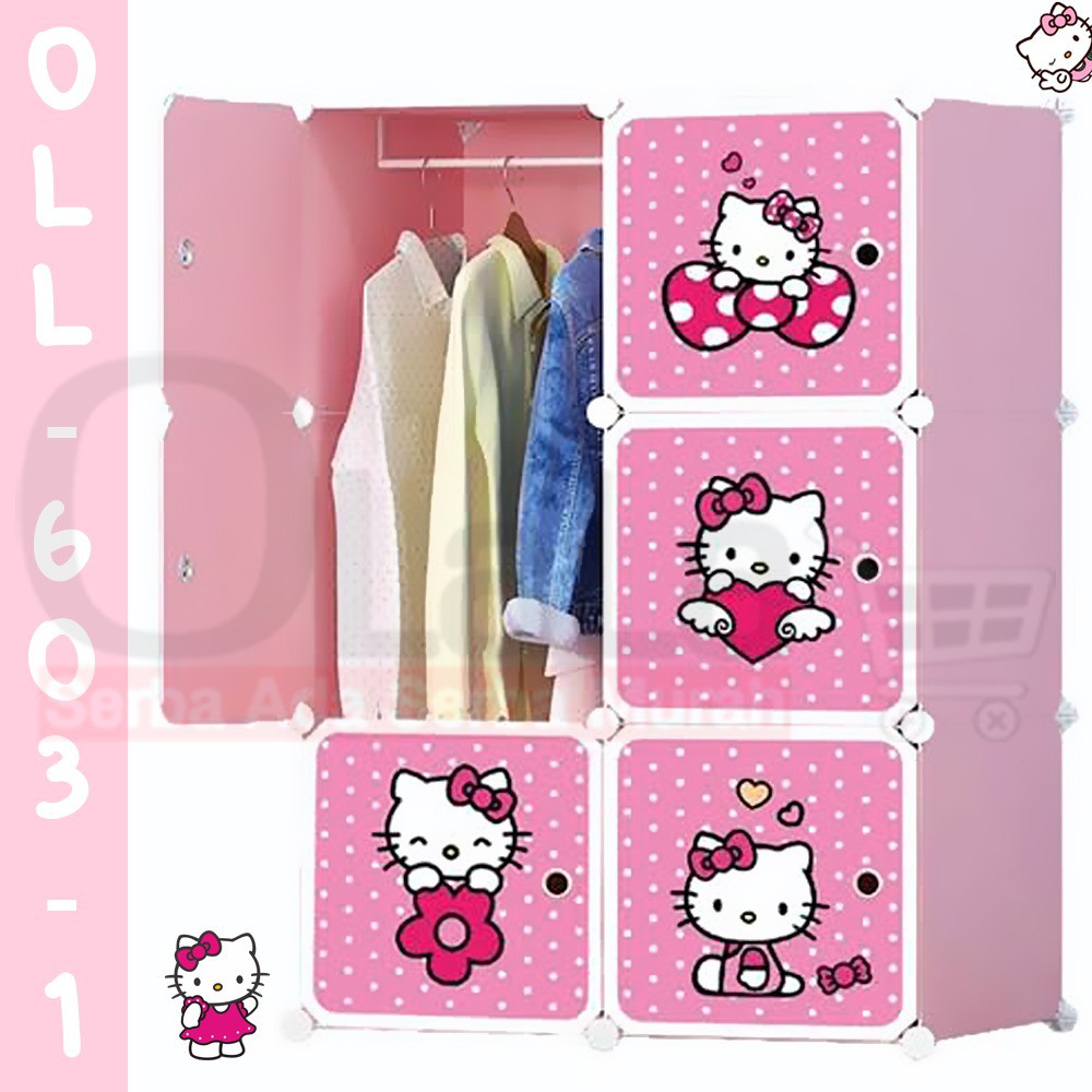 Lemari Baju pakaian plastik rak serbaguna 6 pintu HELLOKITTY OLL 603-1