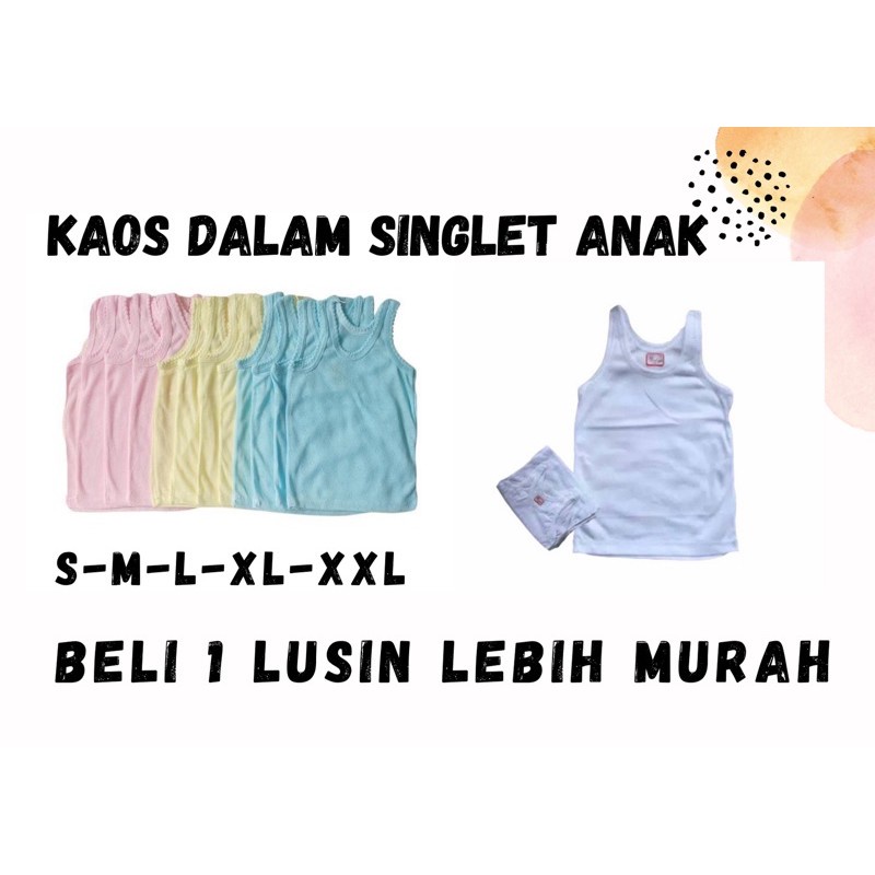 (LUSINAN) KAOS DALAM SINGLET ANAK PEREMPUAN KATUN MURAH GROSIR/KAOS DALAM SINGLET ANAK CEWEK KATUN M