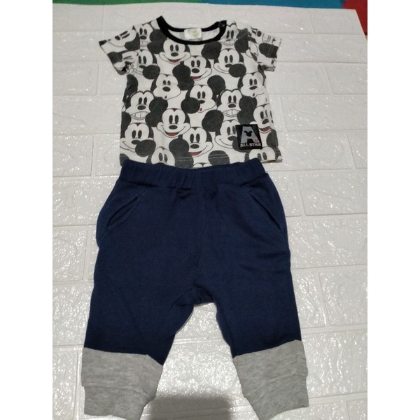 Preloved Set H&M Baby 2in1 Preloved Set Disney Baby 2in1 Preloved Kaos Mickey Mouse Disney Baby Prel