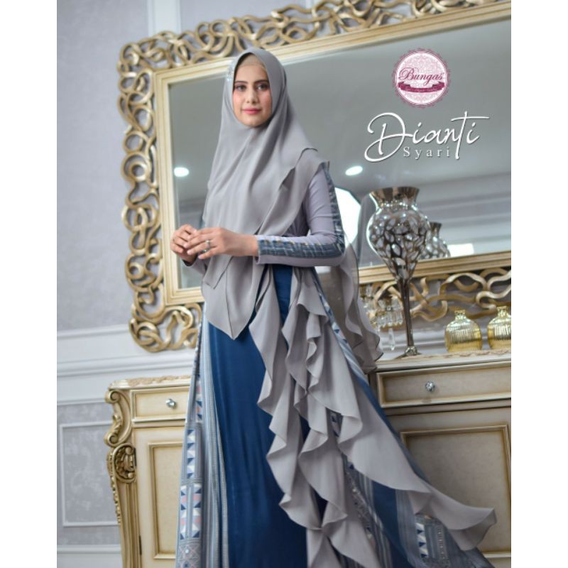 DIANTI Syari by BUNGAS Fashion - Dianti Original Gamis Set Bungas With Khimar Syar'i