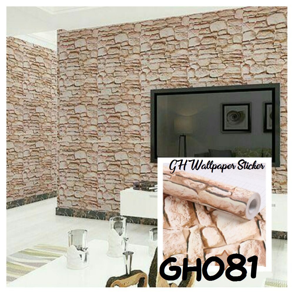 Wallpaper Sticker wallpaper dinding wallpaper motif batu bata wallstiker ukuran 45cm X 9meter high quality
