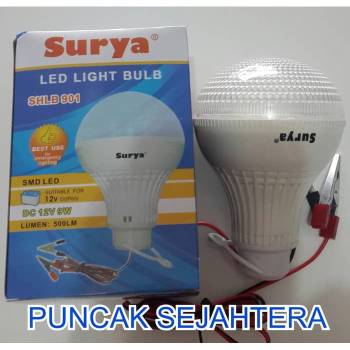 Lampu Aki LED DC 12V 9W surya ( putih / bening )