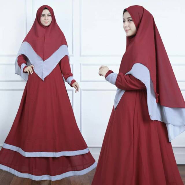 Gamis ceruty two tone