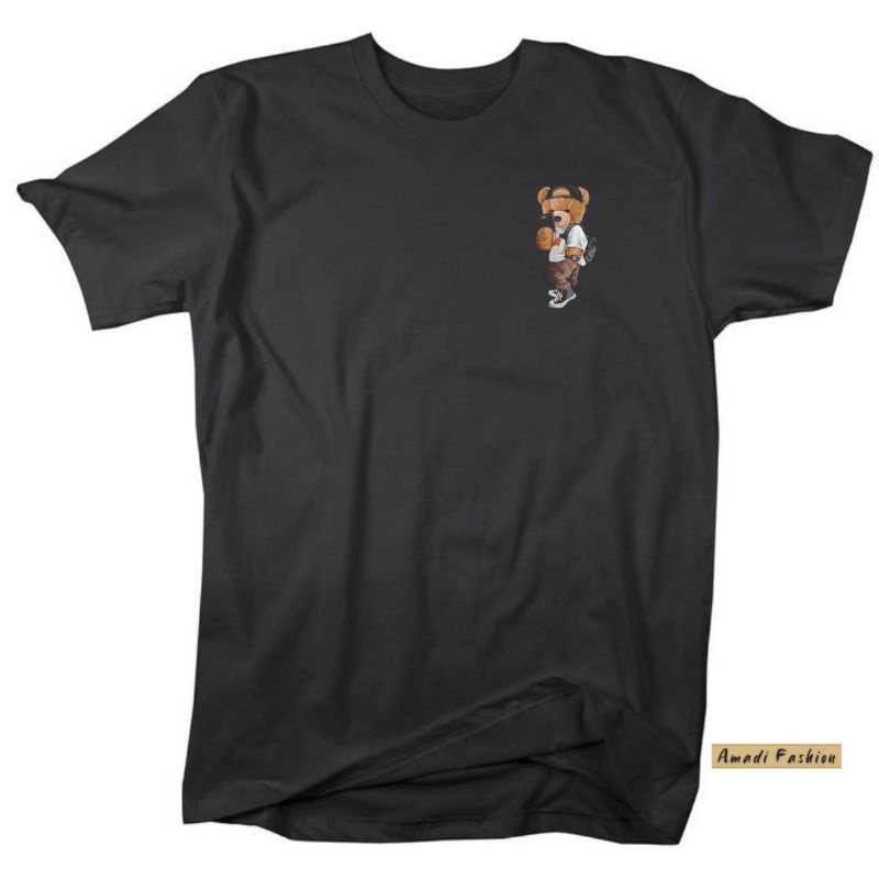 Kaos Teddy Bear Black | Kaos Keren Pria wanita bahan katun combed 30s