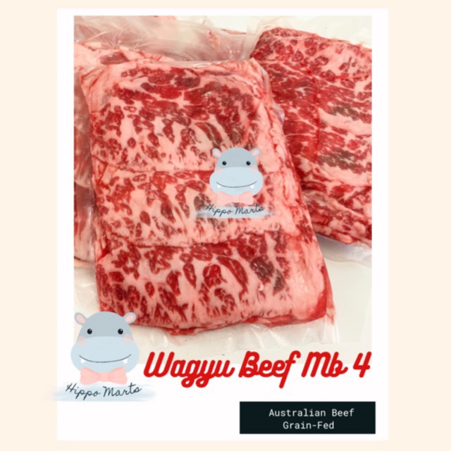 Beef Slice Wagyu Marble 4 Grain-Fed Australian Beef HALAL ( For BBQ with ShortPlate , Saikoro )