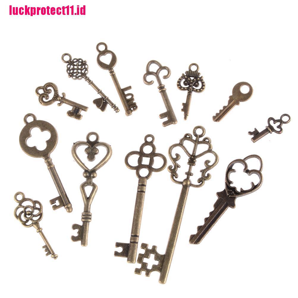 (LUCK) 13pcs Liontin Bentuk Kunci Antik Vintage Charms