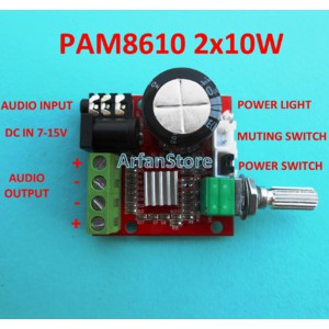 12V Mini Hi-Fi PAM8610 Audio Stereo Amplifier Board 2X10W D Class