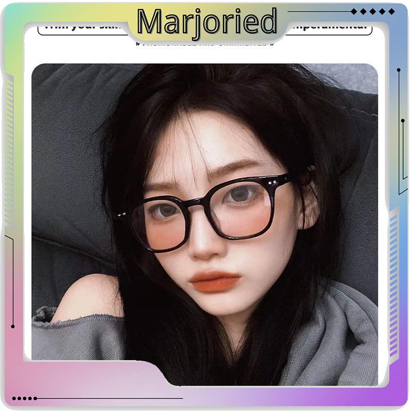 Gradient Pink Blush Glasses Wanita Trendi Wajah Bulat Kacamata Bingkai Hitam untuk Foto-MJD