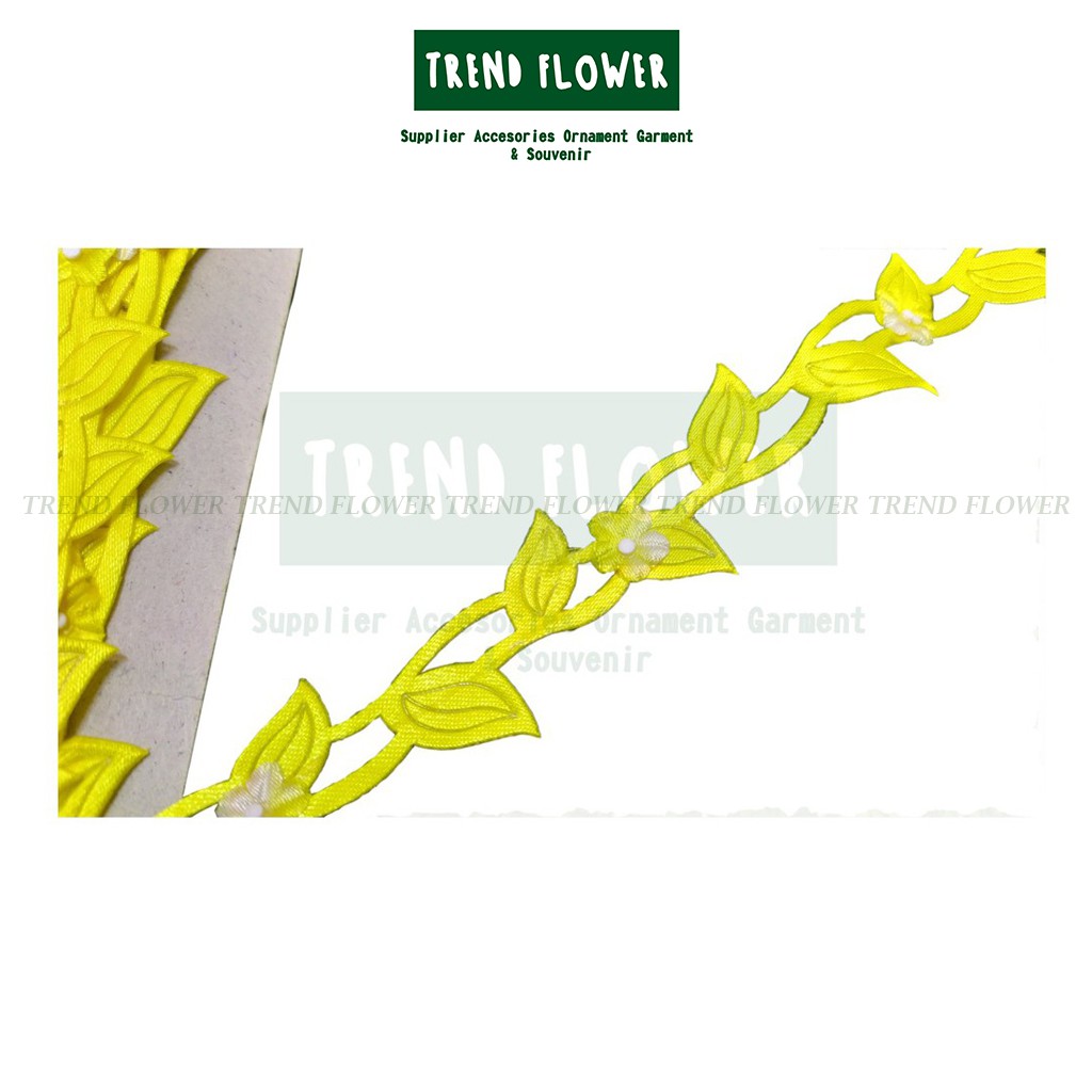 RENDA dua daun 3cm per roll bahan satin souvenir hampers hiasan bunga aksesoris manik manik