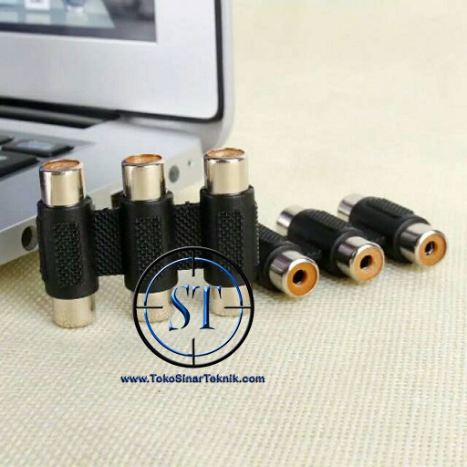 BA-61 Jack H RCA 3 Way Connector Sambungan RCA 3 Pin 3-3 3 Lubang Soket Triple RCA Female To Female Coupler Adapter Audio Video