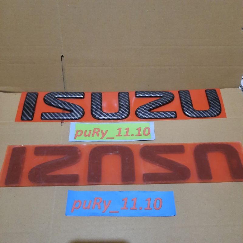 EMBLEM LOGO 3D TIMBUL ISUZU KABIN DEPAN CARBON ELF NKR 55 NKR 71 NMR 71 TRAGA