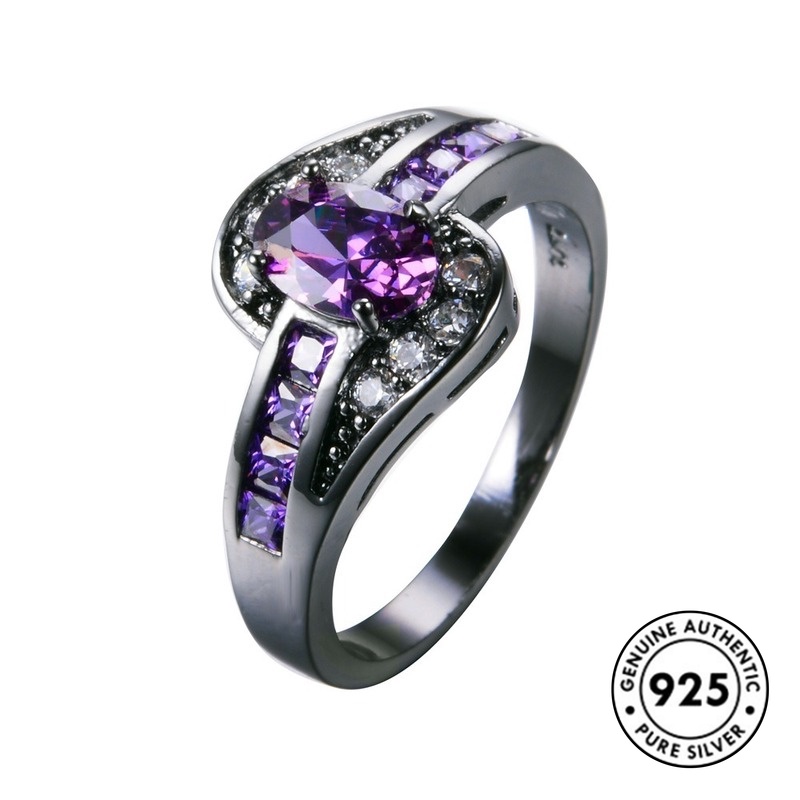 Cincin Sterling Silver 925 Dengan Kristal Warna-Warni Untuk Wanita