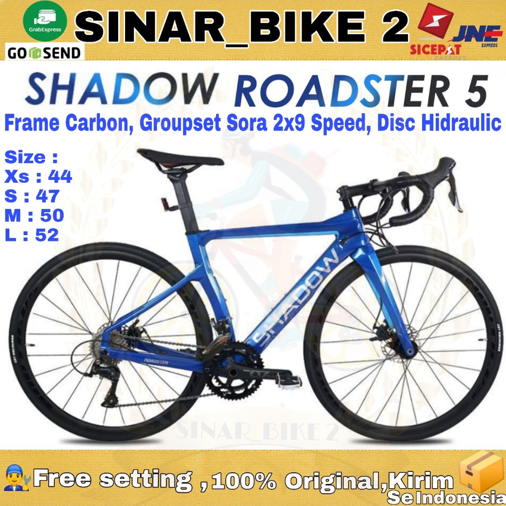 Sepeda RoadBike Shadow Roadster 700C Carbon Sora 2x9 Speed