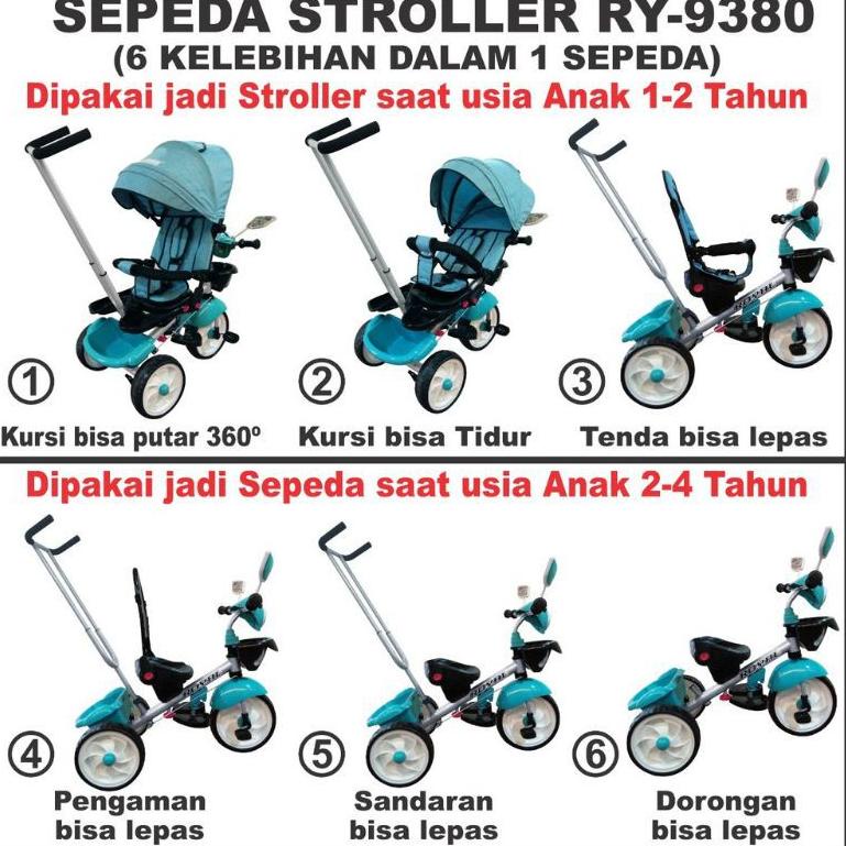 GRATIS ONGKIR ROYAL Sepeda Anak Roda 3 Tiga Stroller Anak Terbaru Royal 9380 9680 9180 8580 6580 509