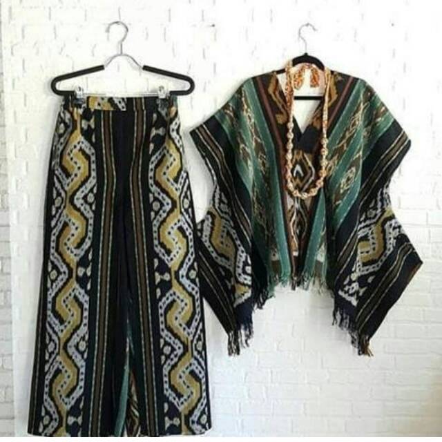 Set celana kulot kain tenun troso jepara etnic sumba toraja berkualitas