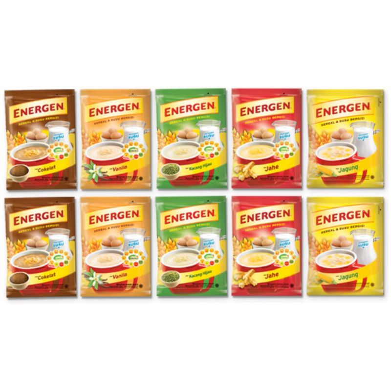 Energen Renceng 10 Sachet x 30gr Coklat Vanila Kacang ijo Jagung Kurma