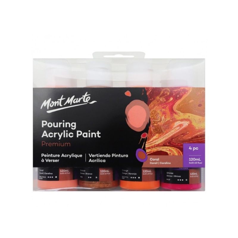 

MONT MARTE POURING ACRYLIC PAINT 1 SET 4 Pcs x 60ml - CORAL SERIES / CAT AKRILIK