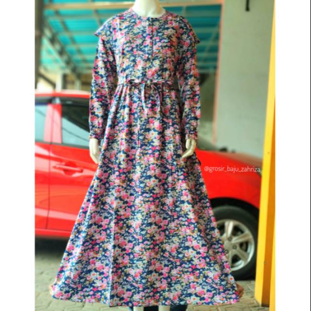 Gamis Katun Jepang Terbaru Motif Bunga Premium