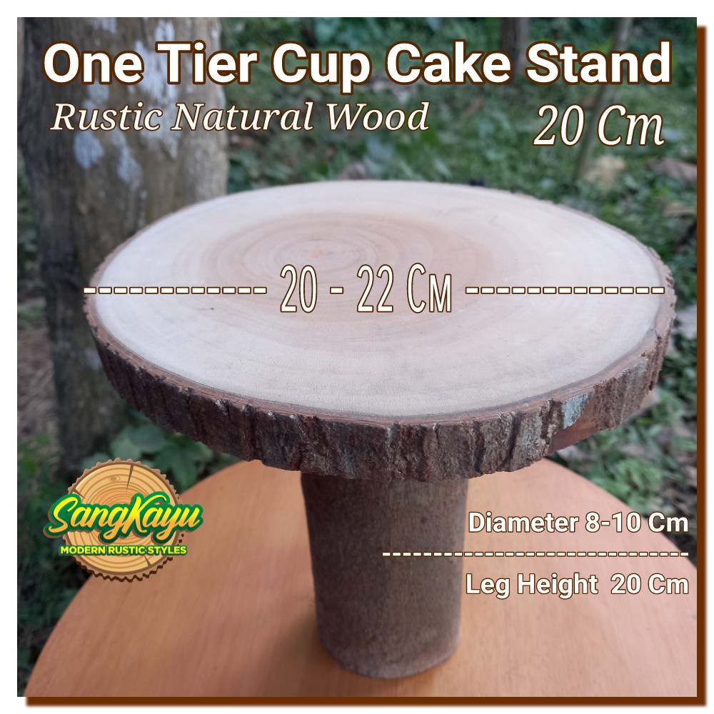 Rak kue one tier cup cake stand 20-22-20 cm tempat kue rustic stand