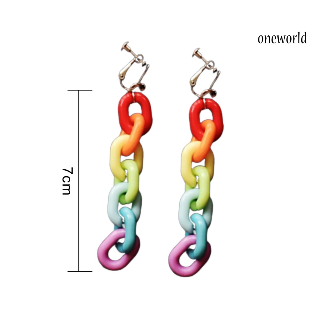 OW# Ear Hook Candy Color Creative Acrylic Long Dangle Stylish Ear Pendant for Party