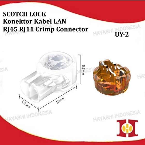 Klem Konektor Jagung Penyambung 2 Kabel Scotch Lock Listrik Lampu UY2-100pcs