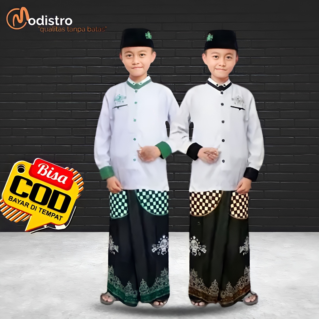 Baju Koko Anak Laki Laki Stelan Koko Sarung Peci Hitam Anak Remaja