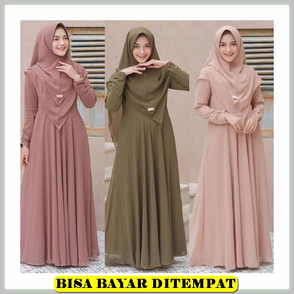 Brezani Gamis Putih Wanita Kekinian Rempel Susun Polos Kombinasi Tali Pita Pinggang 105-115Cm Busui 
