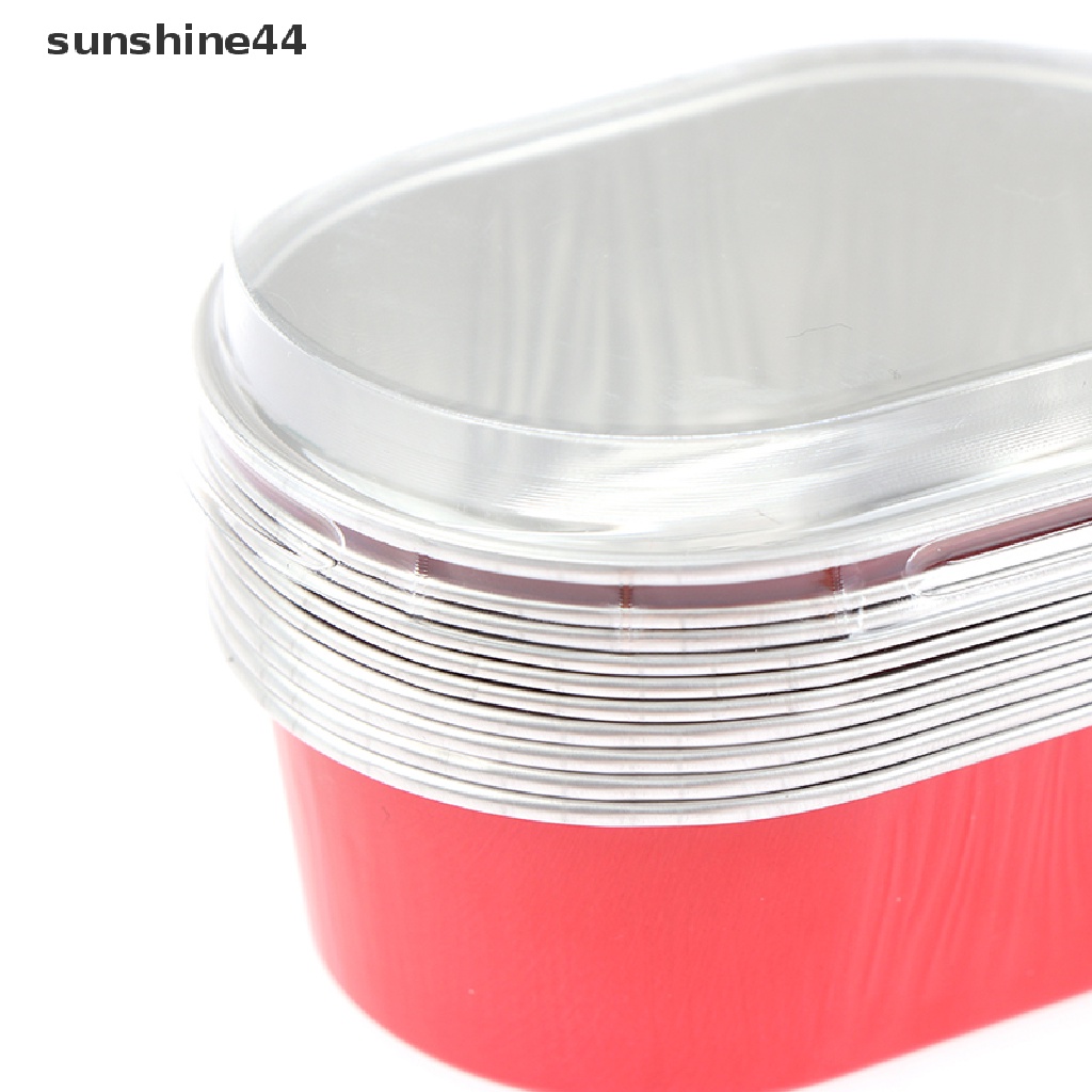 Sunshine 10pcs Cup Cetakan Kue Bahan Aluminum Foil Tahan Panas Dengan Tutup