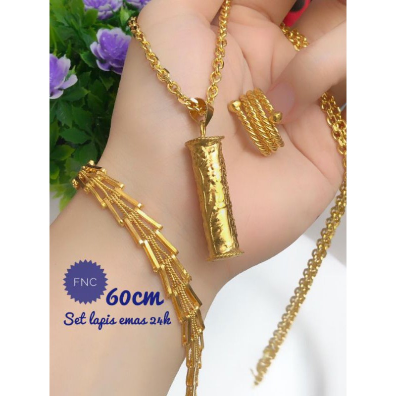 [LAPIS EMAS 24 KARAT] PAKET PERHIASAN KALUNG BAMBU 24 KARAT 270920