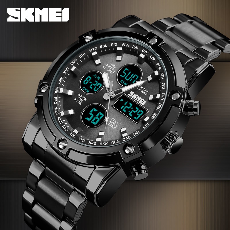 SKMEI Jam Tangan Kasual Digital Analog Pria - Black