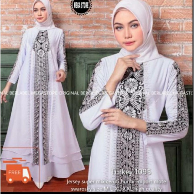 ( BEST SELLER ) GAMIS ABAYA TURKI  PUTIH TERBARU