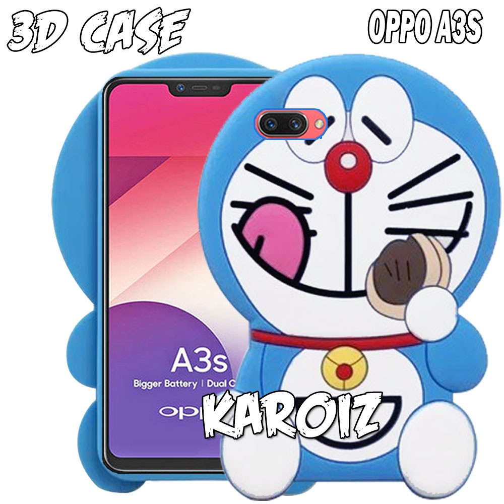 3d Case Oppo A3s Softcas 4d Karakter Hello Kitty Doraemon Teddy Bear Kucing Keropi Mickey Mouse Cat