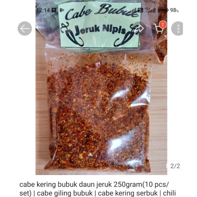 cabe kering bubuk daun jeruk 250 g 10 pcs