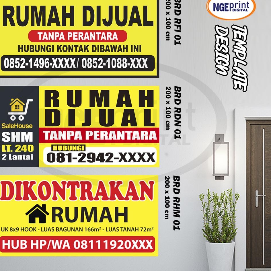 Muraaaahh.. Spanduk Rumah Dijual / Rumah Disewakan / Rumah Dikontrakan Murah / Banner Rumah Dijual D