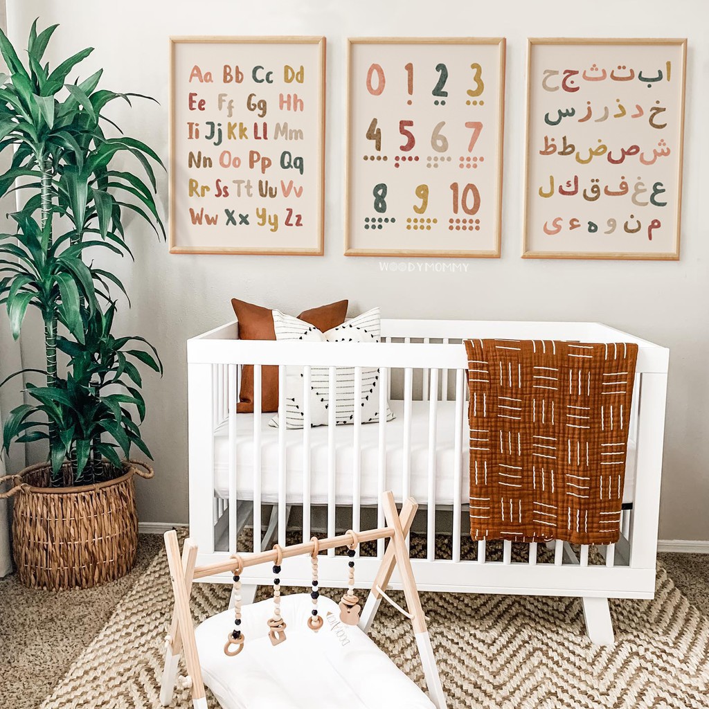 Poster Edukasi Anak Balita - ABC 123 Hijaiyah Preschooler Wall Art - Boho
