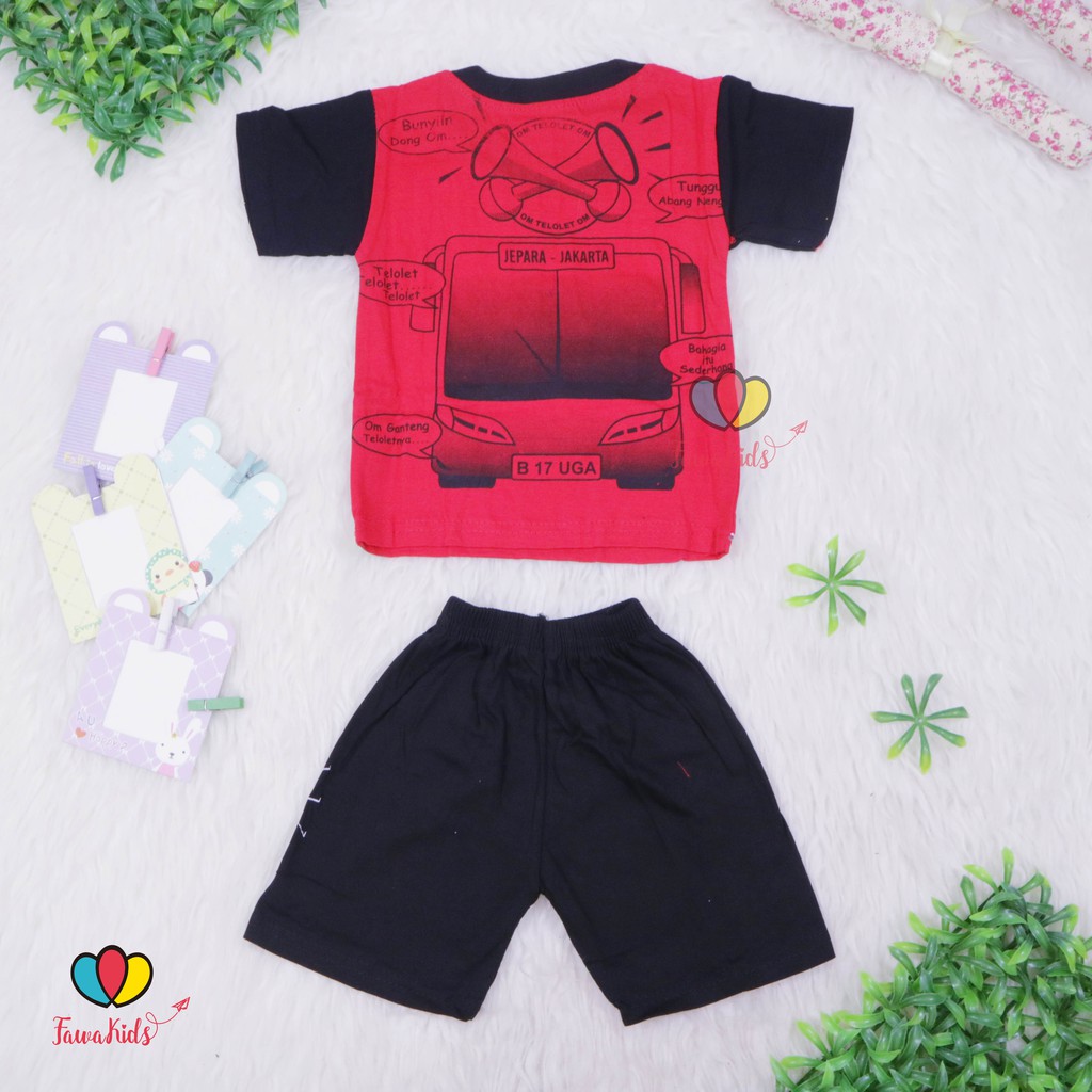 Set. Baju Telolet uk 1-2 th / Kaos Anak Celana Pendek Anak Setel Anak Karakter Murah Lengan Polos