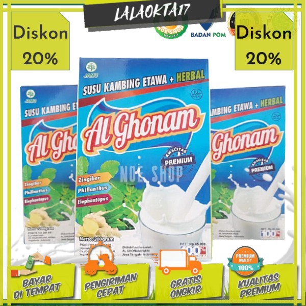 

Susu Kambing Etawa Plus Herbal Al-Ghonam Original 200gr Anak dan Dewasa Ettawa Alghonam