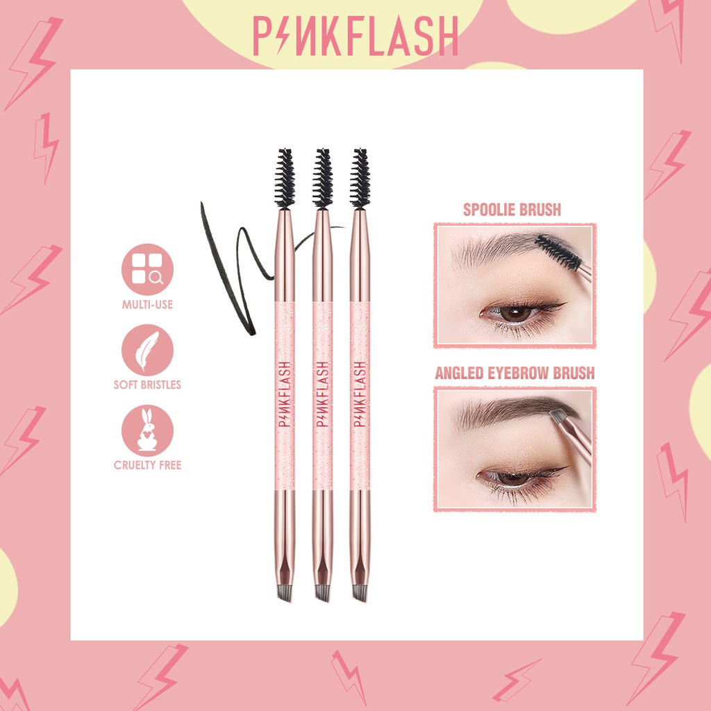 PINKFLASH Makeup Brush Eyebrow Eyeshadow Brush Professional Makeup Tool Spoolie Brush and Angled Brow Eyelash Precision Smudge Brush Eye Makeup
