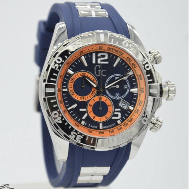Jam Tangan Pria Gc Y02010G7 Silver Rubber Karet Original Murah