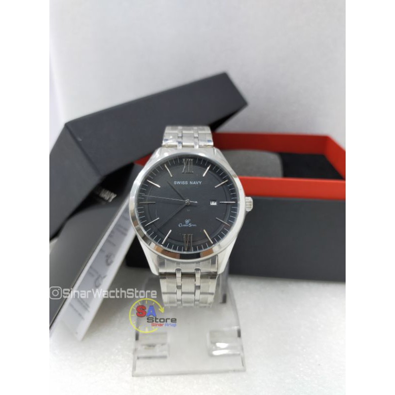 ( ORIGINAL ) Swiss Navy SN-6813 Jam tangan Stainless Steels Pria / Swiss / SN 6813