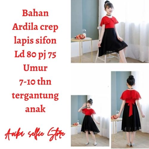 Baju Dress Pesta Natal Anak Perepuan Cewek Usia 7 8 9 10 Tahun Trend Kekinian Murah Modern Terbaru 2