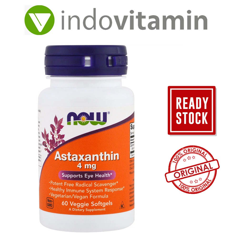 Astaxanthin 4 mg, 60 Veggie Softgels, Now Foods | Astaxantin | Shopee ...