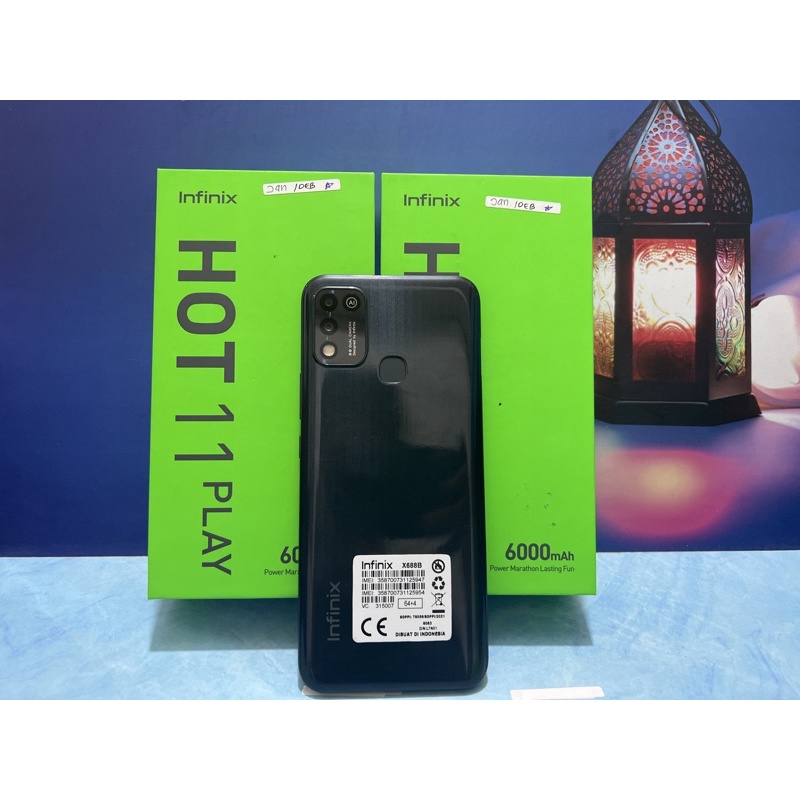 INFINIX HOT 11 PLAY 4/64 3/32 SECOND FULLSET BEKAS GARANSI RESMI