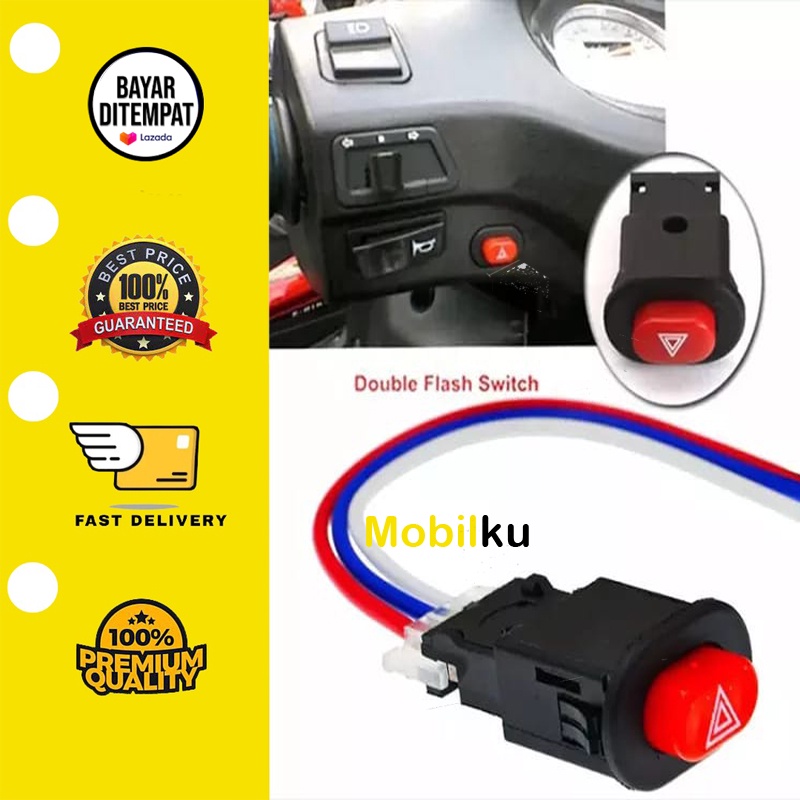 [BISA COD] Saklar Switch Tombol Lampu Hazard On Off LED Motor Mobil Sen Universal