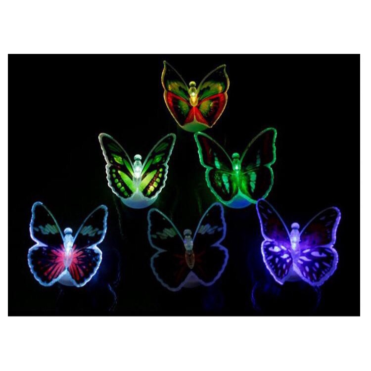 MurmerOfficial Stiker Kupu Kupu Led Dekorasi Lampu 7 Warna Sticker Butterfly Led Light Dekorasi Kamar Tidur Murah Import E003