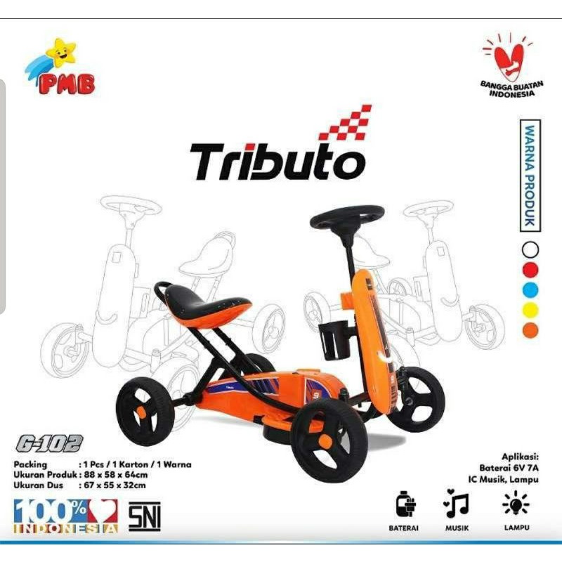 PMB Toys Gokart Tributo G-101 Orange / PMB Gokart Tributo G-101 Orange / Sepeda Gokart