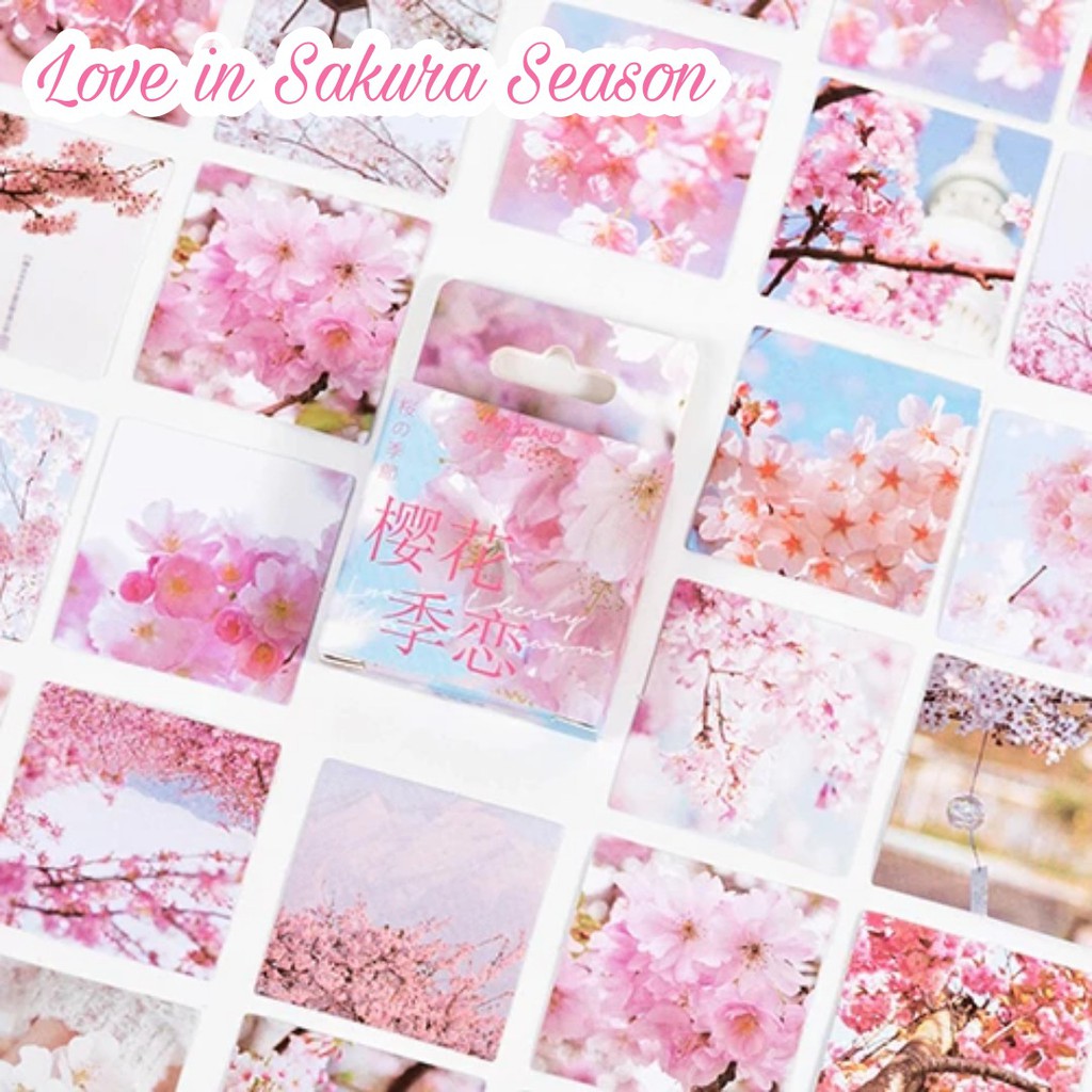 45pcs Aesthetic Stiker Box Lucu Murah Dekorasi Hias Diary/Journal/Scrapbook/DIY-Love in SakuraSeason