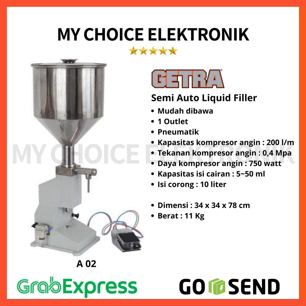 GETRA Mesin Filler A 02 | Liquid Filler A02 (Semi Automatic)